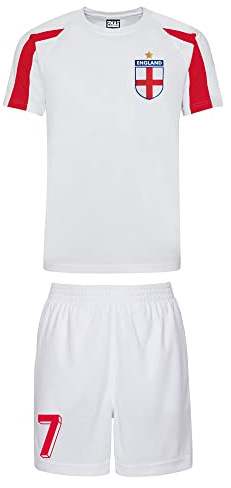 Personalised England Style Kit White Football Shirt, Shorts for Men and Women Best Birthday Gift for Adults Playwear