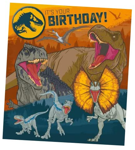 Danilo Promotions Limited Offizielle Jurassic World The Movie Geburtstagskarte, Geburtstagskarte für allgemeine Anlässe, recycelbare Geburtstagskarte, offiziell lizenzierte Geburtstagskarte