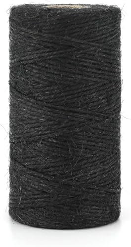 G2PLUS 100M Naturale Iuta Spago,Cordino di Iuta,Spago di Iuta 2MM Spago da Giardinaggio Spago per Bomboniere Corda di Iuta a 4 Capi per Giardinaggio,Confezioni Regalo,Piante(Nero)