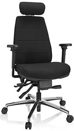 hjh OFFICE 608992 Profi Bürostuhl Phoenix PRO I Stoff Schwarz ergonomischer Drehstuhl, individuell einstellbar