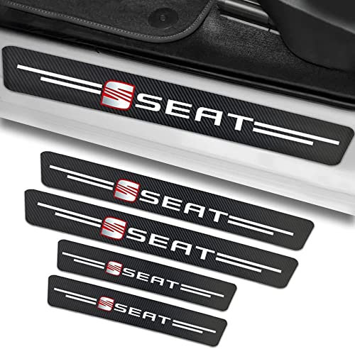 RIDGOEL 4 Stück Auto Einstiegsleisten Schutz Kohlefaser Türschweller Aufkleber für Seat Ibiza 6L 6J 6P Leon Fr 5F, Auto Tür Schritt Platte Abdeckung Lackschutzfolie