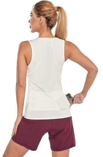 Lo.gas Fahrradtrikot Damen äRmellos,Radtrikot Atmungsaktiv Rennrad Trikot Fahrradshirt Mountainbike Frauen Sport Shirts FüR Damen Tank Top 4 Taschen Beige S