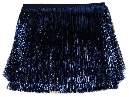 YYCRAFT Lametta-Fransenborte, 20,3 cm breit, für Tanzkostüm, Fransenbesatz, glänzender Folieneffekt (4,5 m, Marineblau)