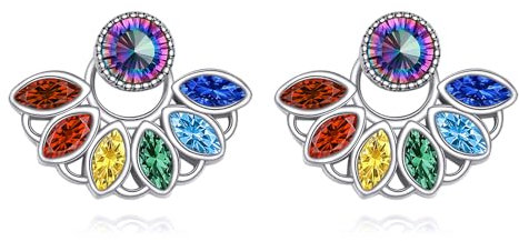 Lotus Chakra Ohrringe Ohrstecker Sterling Silber Lotus Blume 7 Chakra Mandala Schmuck Indisches Yoga Geschenk für Frauen