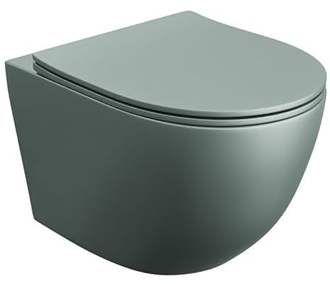 Lavita Sinto Grey Toilettes suspendues avec système d'abaissement automatique et charnières en métal - Toilettes suspendues sans bord - 365 x 490 x 395 mm - Gris