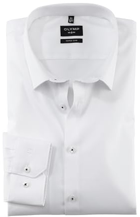 OLYMP Herren Oberhemd Langarm No. Six,Einfarbig,super Slim,Urban Kent,Weiss 00,44