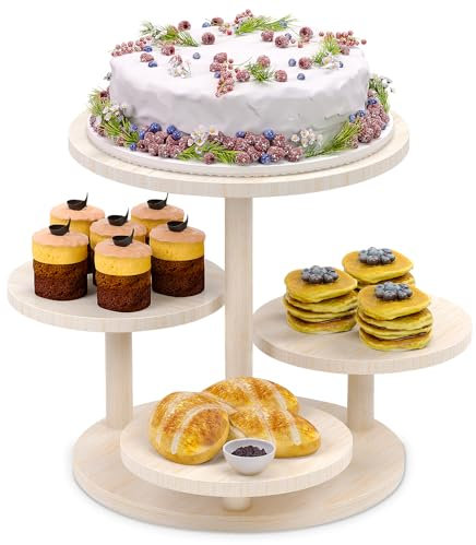 HURZMORO Etagere 4 Etagen für 50 Cupcakes, Ständer für Desserts, Kuchen, Donuts,Obst Etagere und Brezelständer für Weihnachten,Hochzeit, Geburtstag (weiß Rund)