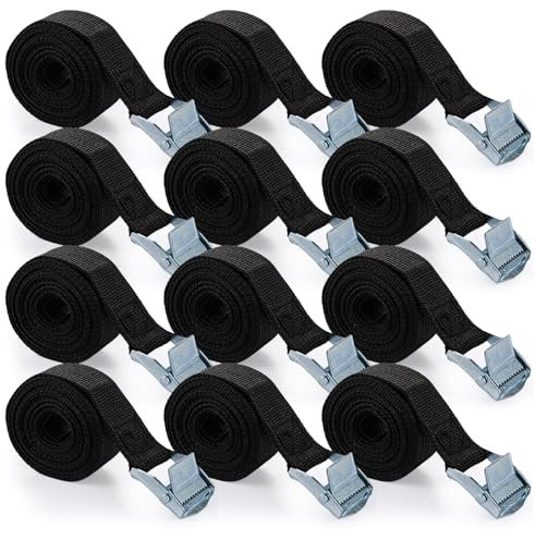 MUXHEL 12PCS Tie Down Straps 2m x 25mm Ratchet Straps Heavy Duty Roof Rack Straps Adjustable Cargo straps with Buckles for Motorcycle Car Trucks Luggage 250kg Loading Capacity