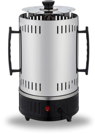 Chef-o-matic Griglia verticale senza olio e grasso, 1000 W, capacità di 6 spiedini. Rotazione automatica a 360°, facile da pulire, barbecue, forno elettrico ideale per spiedini alla griglia, kebab