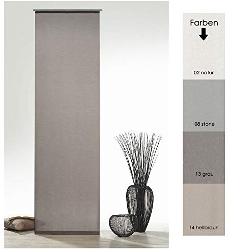 heimtexland Rideau japonais aspect batiste naturel avec accessoires, H x l : 245 x 60 cm, gris marron – Rideau coulissant uni mat Natural Chic Typ410