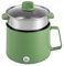 1.7L Non-Stick Mini Electric Cooker Hot Pot with Steamer Rapid Noodles Home Dorm Multi-Functional Skillet Dual Power Control Soup Porridge Dumplings Eggs (Green)