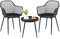 buybyroom Gartenmöbel Set 2 Garten Stühle +Tisch, Outdoor Balkonmöbel Kleiner Balkon Gartengarnitur Set Kunststoff Terrassenmöbel Set für Balkon, Terrasse & Garten, Schwarz