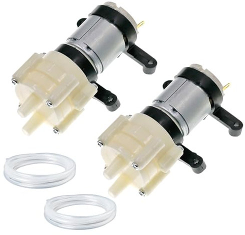 2 Stück Membranpumpe 6-12V - Mini Aquarium Wasserpumpe mit Schlauch - Selbstansaugend Pump Micro - 6W, 1,5-2L/min Wasserdruck - Elektrische Membran Wassersaugpumpe