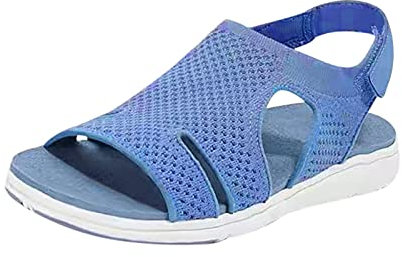 Lazzboy Sandalen Damen Sport Outdoorsandalen Schuhe Hausschuhe Freizeit Atmungsaktive Sommer Mesh Orthopädische Bequeme Weiche Sohle Sommerschuhe Plateau Gesundheitsschuhe (Blau,37)