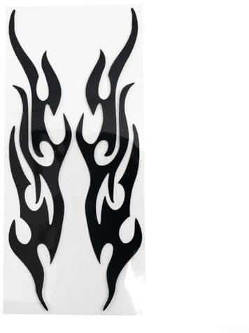 Personalisierter Flammen-Vinyl-Aufkleber, Tribal-Flamme, benutzerdefinierte Motorrad-Tank-Vinyl-Aufkleber, Inferno, rot, für Auto, Motorrad, Gastank, Kotflügel (schwarz)