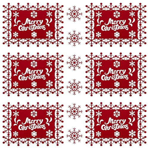 Weihnachts-platzdeckchen 12 STK 6 Platzdeckchen Weihnachten Filz + 6 Filzuntersetzer Weihnachten Weihnachtstischdekoration Rot Filzstoff