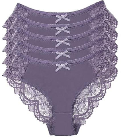 MOONBADI Unterhosen Damen unterwäsche Frauen Lila 5er Pack Bauchweg L
