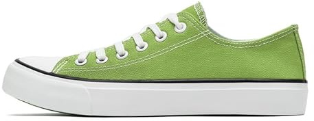 Ladies Canvas Shoes Low Top Trainers for Women Men Classic Lace Up Sneakers Canvas Plimsolls Pumps Casual Tennis Shoes Lemon Green