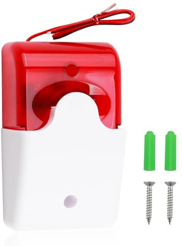 Allarme Luce Sonora, Allarme Acustico e Luce Rossa Lampeggiante, Spia di Sicurezza con Allarme Acustico e Luce Rossa Lampeggiante, Sirena da 110 dB e Frequenza di 150 Lampeggi al Minuto(220V)