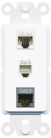 RiteAV 1 Port CAT5E CAT7 Telefon-Kupplung, Buchse, Wippmodul, weiblich-weiblich, für dekorative Wandabdeckung, Frontplatte [Weiß]