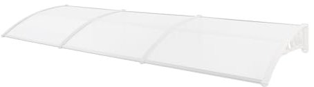 SICHENSH Vordach für Haustür, 90 x 300 cm Transparentes Pultbogenvordach, Wandbefestigung Vordach, Pultvordach Überdachung für Haustür, Bogenvordach für Eingangstür (Klar und Weiß)