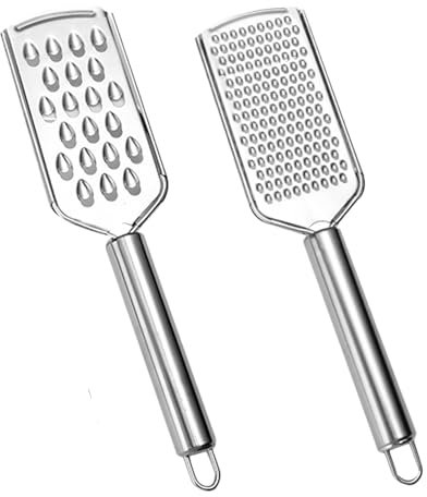 2Pcs Parmesan Cheese Grater, Graters for Kitchen, Mini Cheese Grater, Carrot Hand Grater, Fine Grater with Handle and Hanging Hole, for Chocolate, Vegetables, Fruits, Ginger and Garlic