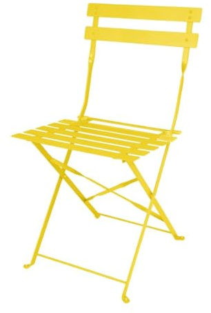 Bolero Perth Steel Folding Pavement Chairs, Mellow Yellow (Pack of 2) | Optimises storage space and withstands outdoor conditions in busy commercial café or bistro dining areas.