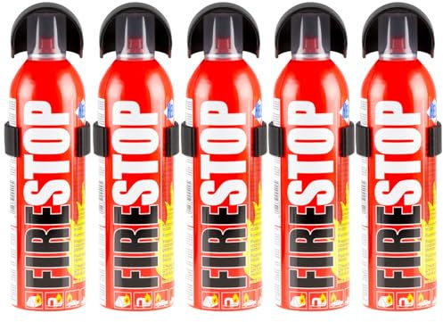 5er Pack GreenSensor Feuerlöschspray 400ml – Tragbare Brandschutzlösung mit Wandhalter & Sprühkopf – Vielseitig einsetzbar bei Fett-, Flüssig- & Feststoffbränden – Küche, Garage, Auto