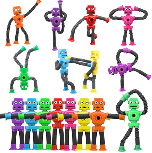 16 Stück Teleskopsauge Roboterspielzeug für Kind Erwachsener, sensorisch verformbarer Roboter zur Stresslinderung, Spaß Bildungswanne Spielzeug für Baby Kleinkind Halloween