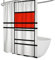 OLLIAR Home Cortina de Ducha Art Deco geométrico Limpio Divisor línea Negra Cortina bañeras Creativas Cortina de Ducha Tela Lavable 240x180