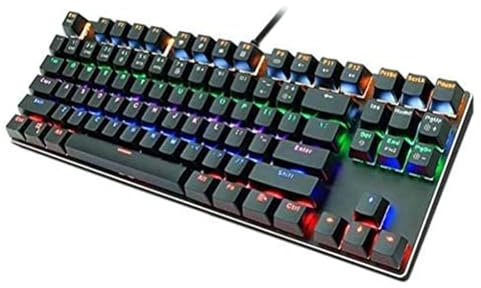 SHRGOMPIT Teclado mecánico for Juegos, Compacto, de 87 Teclas, con Interruptor Azul Equivalente for Jugadores de PC con Windows.