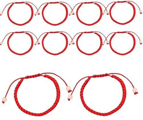 10 Stück Rotes Armband Damen Glücksarmband Geflochtene Freundschaftsarmbänder Geflochtenes Armband Rot Handgefertigt Verstellbar Freundschaftsarmband Geschenk für Frauen Herren Kinder Jungen Mädchen