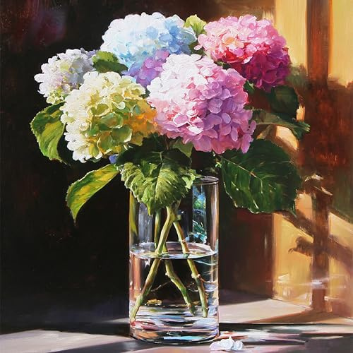 O&BTRC01 Diamond Art Kits - Diamond Painting Kits for Adults, Hydrangea Gem Art for Adult, Flowers Bead Diamond Art Kits Adult 30X30cm/12x12 Inch