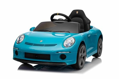 Lizenziertes Elektrofahrzeug RUF GT 12V, blau, mit öffnenden Türen, 2,4 GHz Fernbedienung, LED-Lichter vorne und hinten, USB/Aux-Eingang, Lithium-Batterie, 2 x 35W Motor, Originale Lizenz