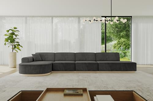ALTDECOR Ecksofa in L-Form Arrio-L3 413x171x83 - Dunkelgrau | Corner Sofa Bett Eckcouch Couch Wohnlandschaft Cauchsofa