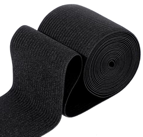 HJZHII Bande élastique noire pour couture, 7,6 cm de large, 2,7 m de long, bande extensible lourde pour couture, loisirs créatifs, couvre-lit, jupes, etc