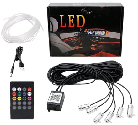 LED Auto Lichtstreifen - Innen LED 9,8 x 6,1 x 1,5 Zoll | USB Dash Lichtleiste, kabellose Beleuchtung mit 26,25 Fuß App-Steuerung, flexibles Kabel für Männer Frauen Cam