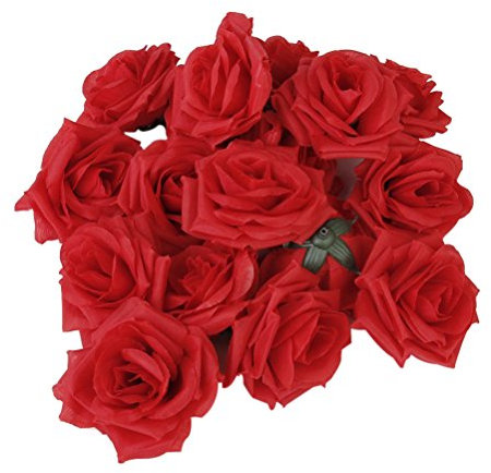 WINOMO Seidenrosen Blütenkopf künstliche Blumen Hochzeit 20pcs Köpfe (rot)