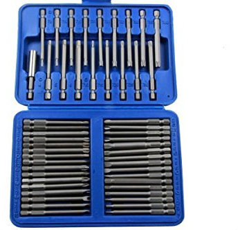 US PRO 50pc Extra Long Security Bit Set, Torx, Tamper, Hex, Spline 1374