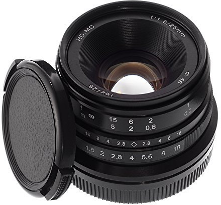 Hersmay Objectif fixe manuel 25 mm f 1.8 pour appareils photo Sony Emount comme A9 A7 A7II A7R A7RII A7S A7SII A7RSIII A6500 A6300 A6000 A5100 A5000 EX-3 NEX-3N NEX-3R NEX-C3R NEX-C3R NEX-F3. K