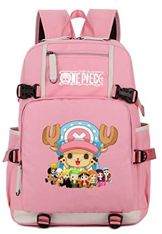 WANHONGYUE One Piece Tony Tony Chopper Anime Backpack Student Schoolbag Laptop Book Bag Rucksack Casual Dayback for Boys and Girls Pink-2