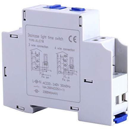 Mini Timer da Parete Bianco, Relè Temporizzatore Elettronico 220-240V per Lampade Scale e Corridoio, Interruttore a Tempo Meccanico per Uso Domestico