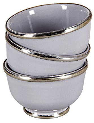 3er Set Orientalische kleine Keramikschale Schale Rund Cariba Grau Ø 11cm Groß | Bunte marokkanische Keramik Tapas Fingerfood Schalen bunt | Orient Keramikschalen klein als Geschirr & Dekoration