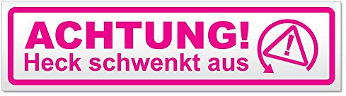 Kiwistar - Autoaufkleber - Achtung Heck schwenkt aus - Hinweis Aufkleber Sticker für Auto, Kfz, Fahrrad, PKW, LKW