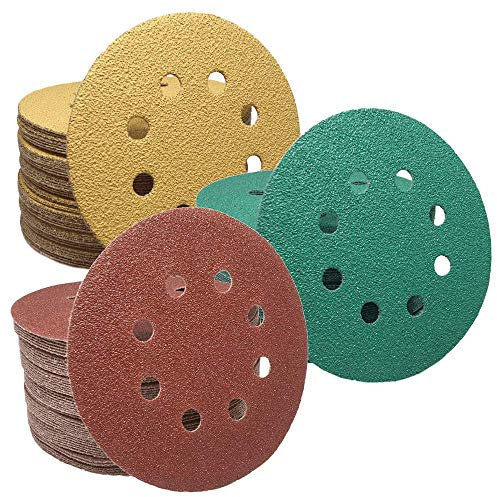 Schleifscheiben 125mm Klett mit 8 Löcher Schleifpapier P40-2000 für Exzenterschleifer Schleifpapier Schleifblätter Schleifpad (P220, rot, 50)