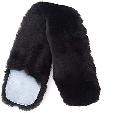 Merauno® Echt Lammfell Gurtschoner Bauchgurtschoner für Westerngurt Dressurgurt Rundum echtes Fell für Ihren Sattelgurt echte Lammwolle (Schwarz, 70 * 12cm(L*B))