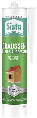 SISTA Pattex DRAUSSEN Füllen & Ausbessern, transparenter Polymer Dichtstoff für den Außenbereich, wetterfestes Abdichten mit überstreichbarem Fugenfüller, 1x280ml Kartusche