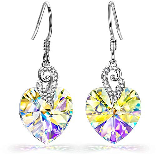 Kate Lynn 925 Sterling Silber Ohrringe für Damen, Ohrringe Ozean Liebe mit Herz Kristalle von Österreich, MuttertagGeschenk für Mama, Personalisierte Geburtstags Geschenke, mit Schmuck-Geschenkbox