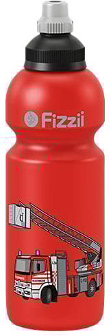 Fizzii Kinder- und Freizeittrinkflasche 600 ml (auslaufsicher bei Kohlensäure, schadstofffrei, spülmaschinenfest, Motiv: Feuerwehr)