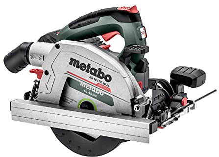 metabo Akku-Handkreissäge KS 18 LTX 66 BL - 18 V, 66 mm Schnitttiefe, 165 mm Sägeblatt - LED-Arbeitslicht, bürstenloser Motor, Aluminium-Bodenplatte - Inkl. 2 x Akkupack 8.0 Ah, Ladegerät und metaBOX